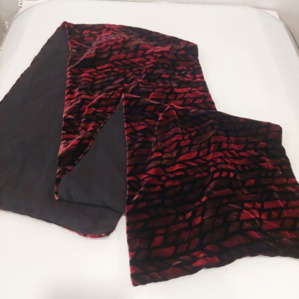 Chic Burnout Black Velvet Rope/Braid Pattern Sheer Chiffon Long Scarf Wrap 52x10